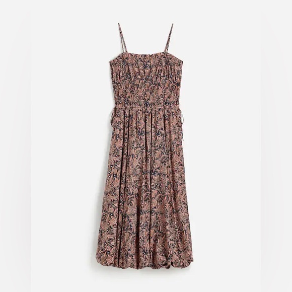 Madewell Smocked Bubble-Hem Midi Dress in Paisley - Picture 3 of 6